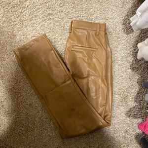 Abercrombie & Fitch brown leather straight leg pants